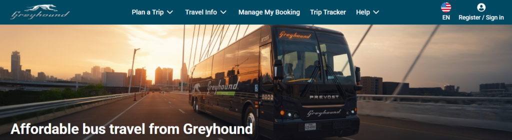 Greyhound homepage